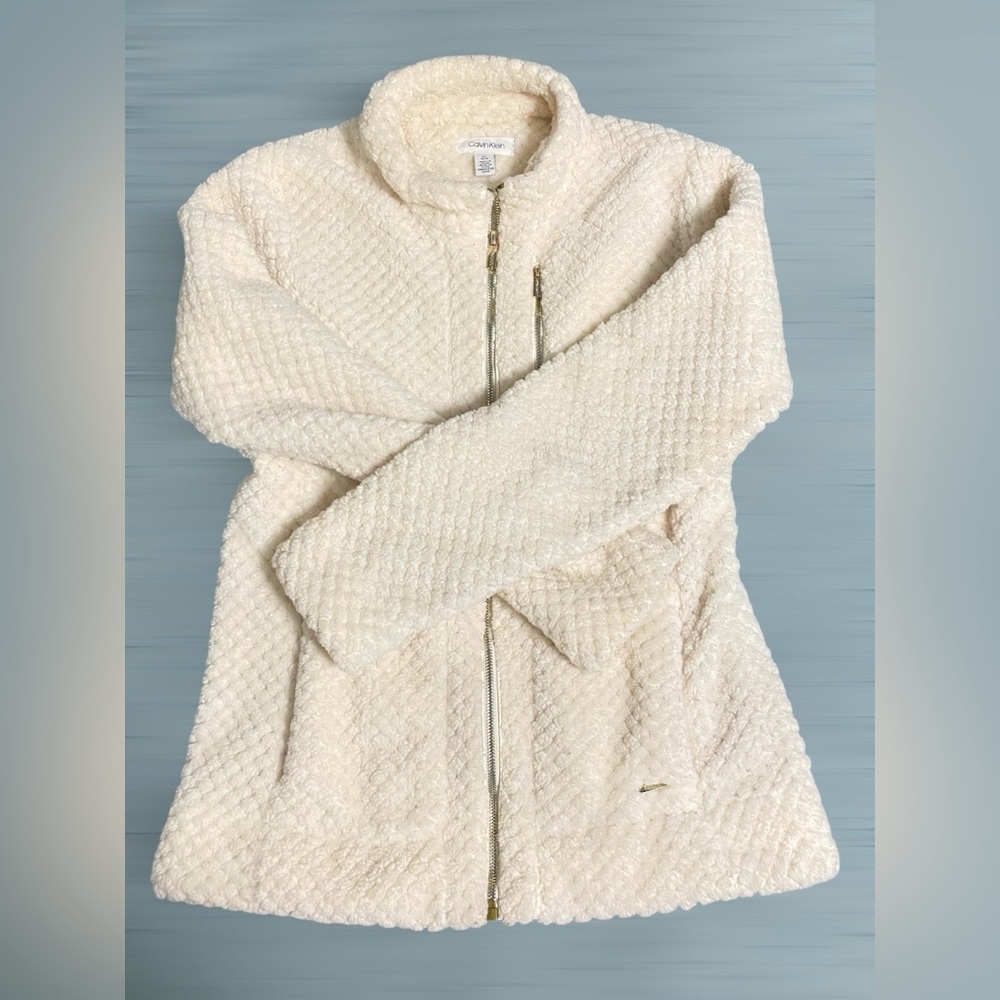 Calvin Klein Zip Up Sherpa Jacket | Women’s Size Medium